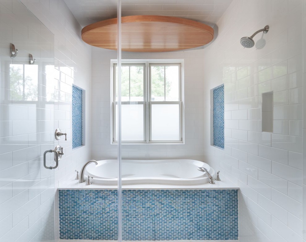 Turquoise Glass Tile Bathroom Contemporary with Blue Tile Glass Shower