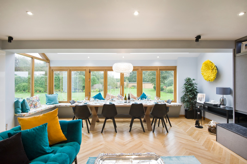 Turquoise Throw Pillows Dining Room Contemporary with Bespoke Black Dining Chairs