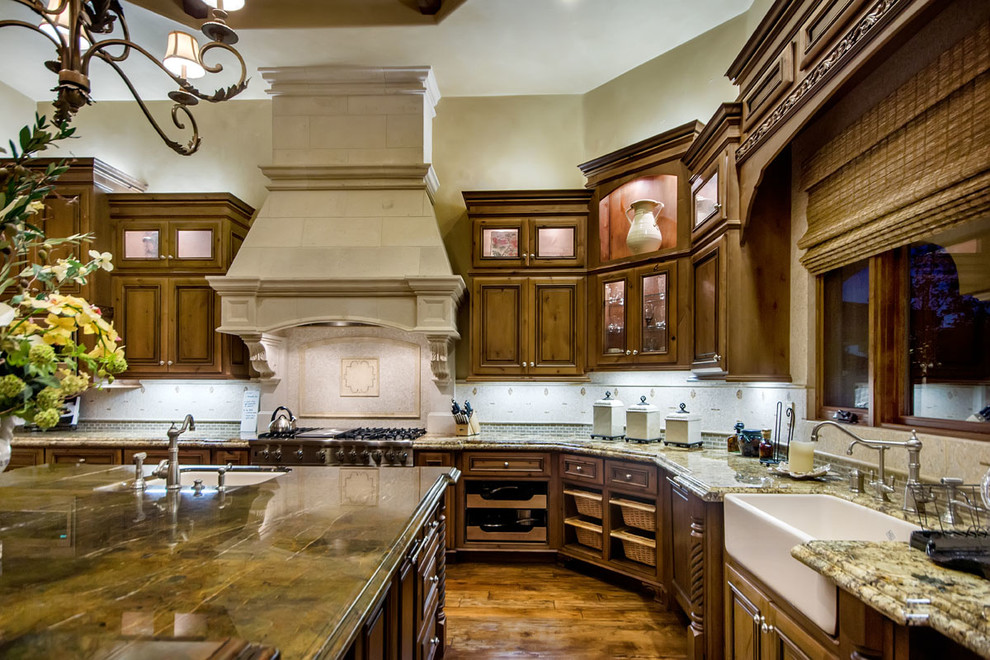 Tuscan Kitchen Cabinets Kitchen Mediterranean with Backsplash Basket Drawers Carved