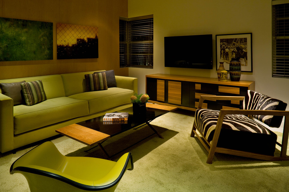 Tv Media Console Living Room Modern with Accent Wall Artwork Black