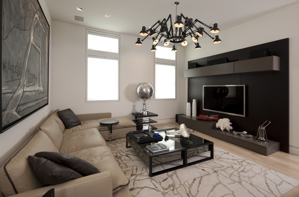 Tv Wall Units Family Room Modern with Ceiling Lamp Media Room1