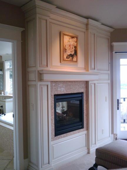 Two Sided Gas Fireplace Bedroom Traditional with Antique Cabinets Cabinet Crown