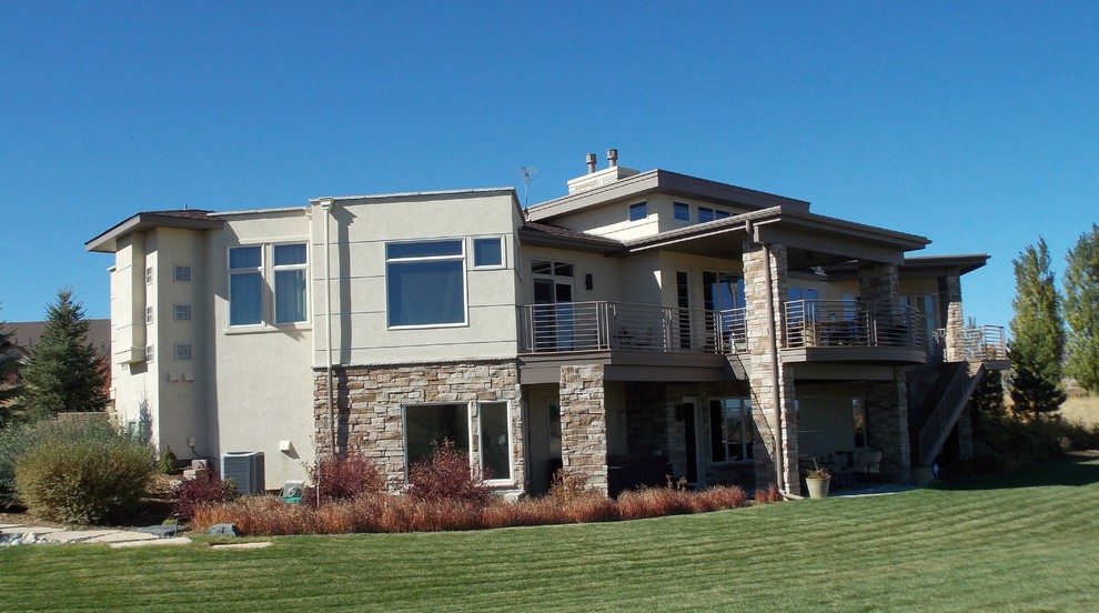 Two Story Decks Exterior Modern with Modern Prairie Flat Roof