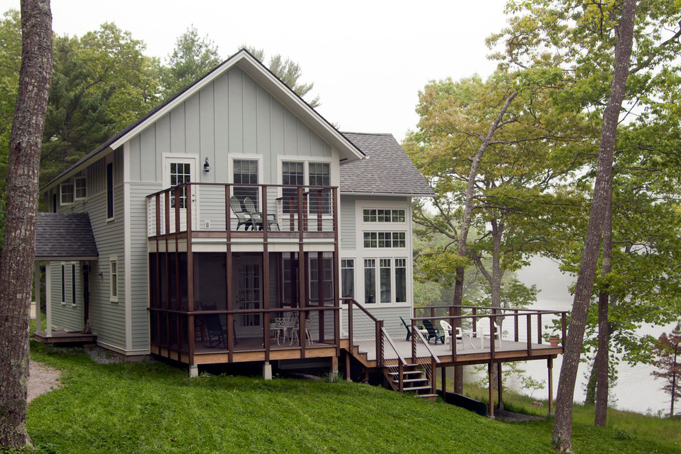 Two Story Decks Exterior Traditional with Balcony Board and Batten