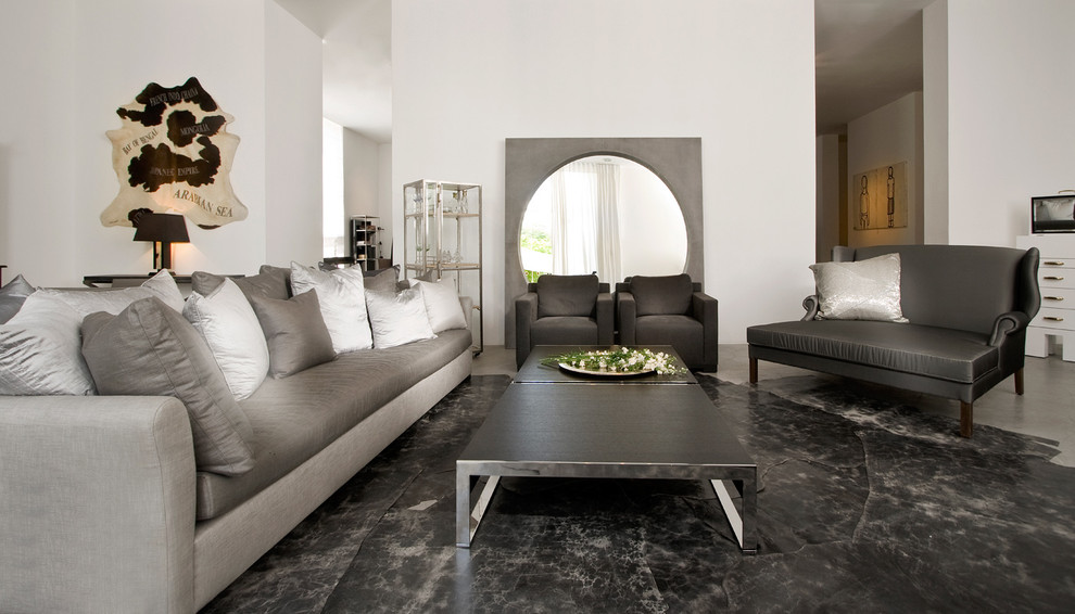 Two Tone Sofa Living Room Modern with Black Armchair Dark Floor