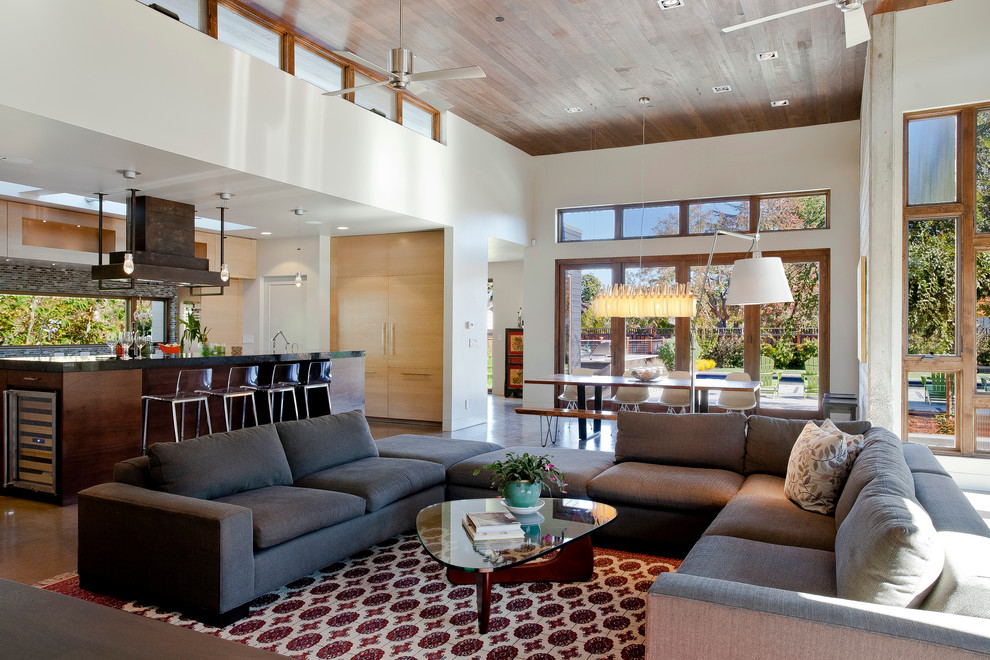 U Shaped Sectional Sofa Family Room Modern with Bar Stool Breakfast Bar