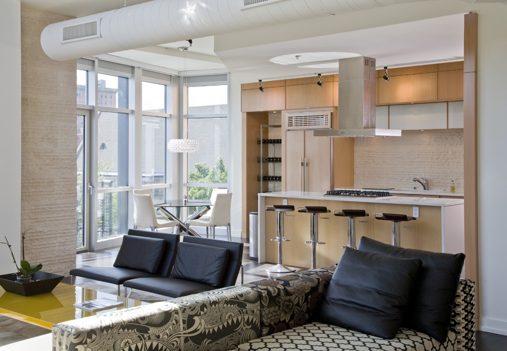 ultra modern kitchen Kitchen Contemporary with bay window contemporary counter