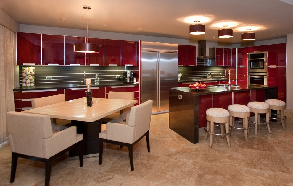 Ultra Modern Kitchen Kitchen Contemporary with Breakfast Bar Ceiling Lighting