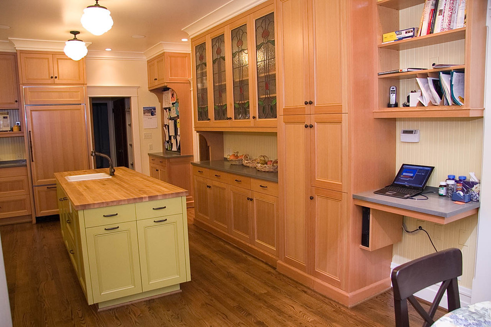 Under Cabinet Appliances Kitchen Craftsman with Baseboards Beadboard Butcher Block