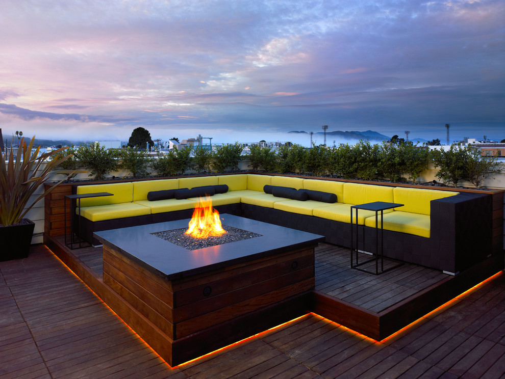 Under Deck Lighting Deck Contemporary with Banquette Black Bolster Cushions