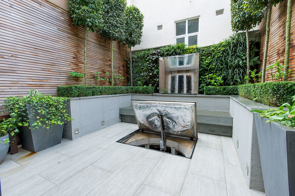 Underground Wine Cellar Patio Contemporary with Built in Bench Courtyard