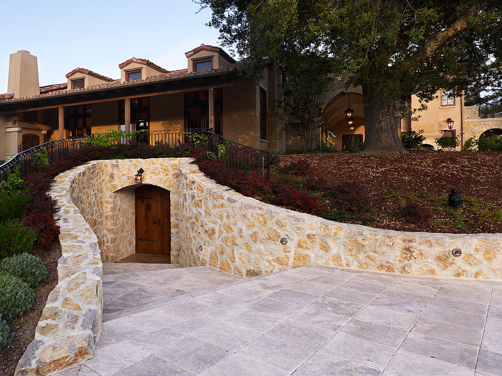 Underground Wine Cellar Wine Cellar Mediterranean with Barn Door Bluestone Cave