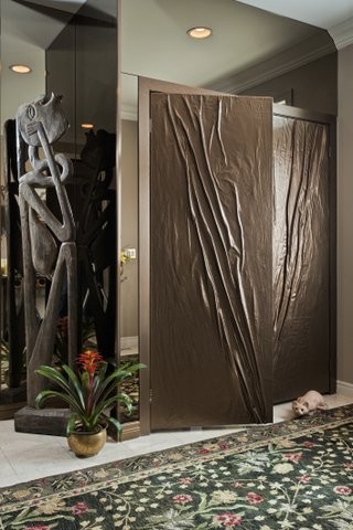 Unique Closet Doors Entry with Art as Foyer Closet