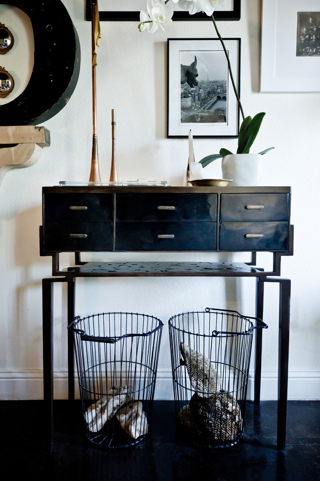 Unique Console Table Living Room Eclectic with Baseboards Black and White