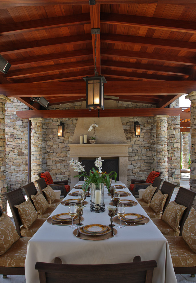 Unique Dinnerware Sets Patio Mediterranean with Beams Columns Lanterns Limestone