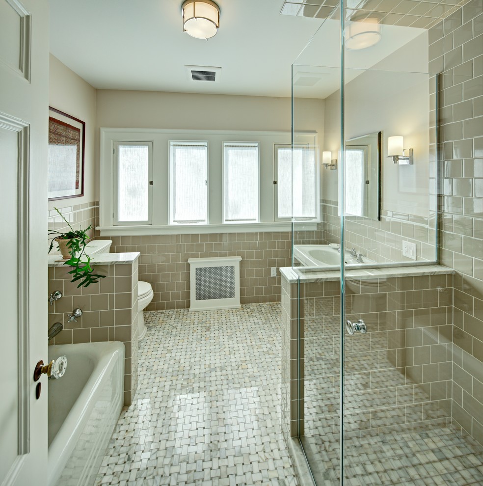 Unique Door Knobs Bathroom Traditional with 4x4 Tile Basketweave Tile