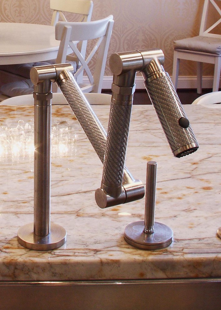 Unique Kitchen Faucets Spaces Transitional with Accent Color Accent Island