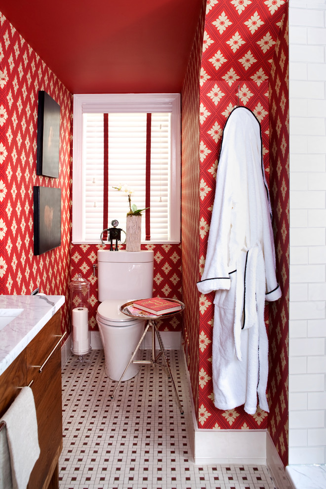 Unique Toilet Paper Holder Bathroom Eclectic with Black and White Tiled