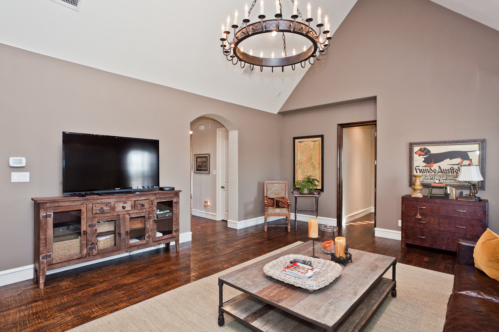 Unique Tv Consoles Family Room Traditional with Arched Doorway Artwork Brown
