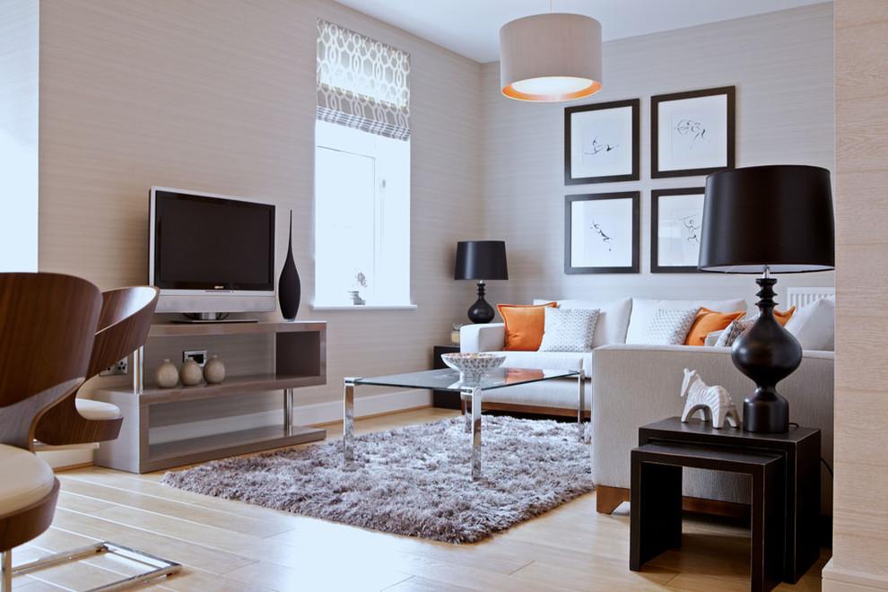 Unique Tv Stands for Flat Screens Family Room Contemporary with Accent Colors Area Rug