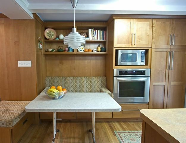 Upholstered Banquette Seating Kitchen Contemporary with Accessibility Alder Cabinets Banquette