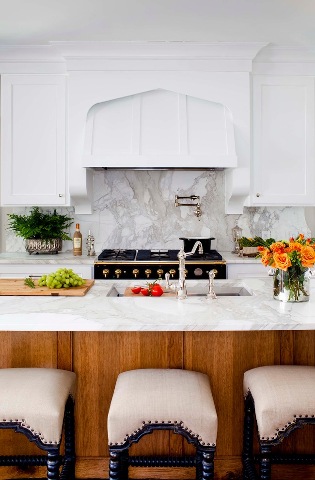 Upholstered Bar Stools Kitchen Traditional with Backsplash Cabinets Countertop Gray