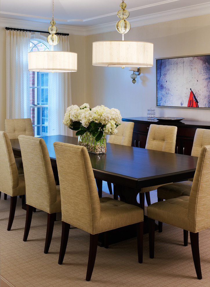 Upholstered Dining Room Chairs Dining Room Transitional with Arch Arched Window Area