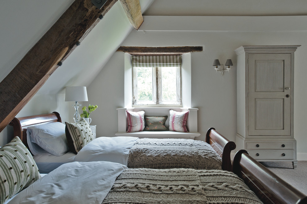 Upholstered Sleigh Bed Bedroom Farmhouse with Country Estate Dark Wood
