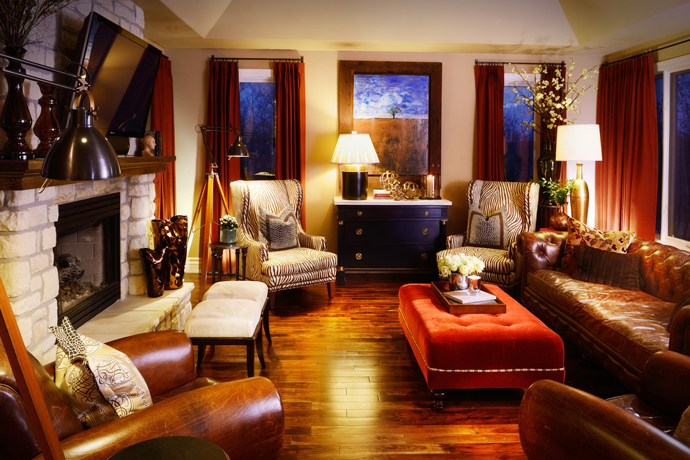 Upholstered Wingback Chairs Family Room Eclectic with Coffee Table Crocodile Pillow