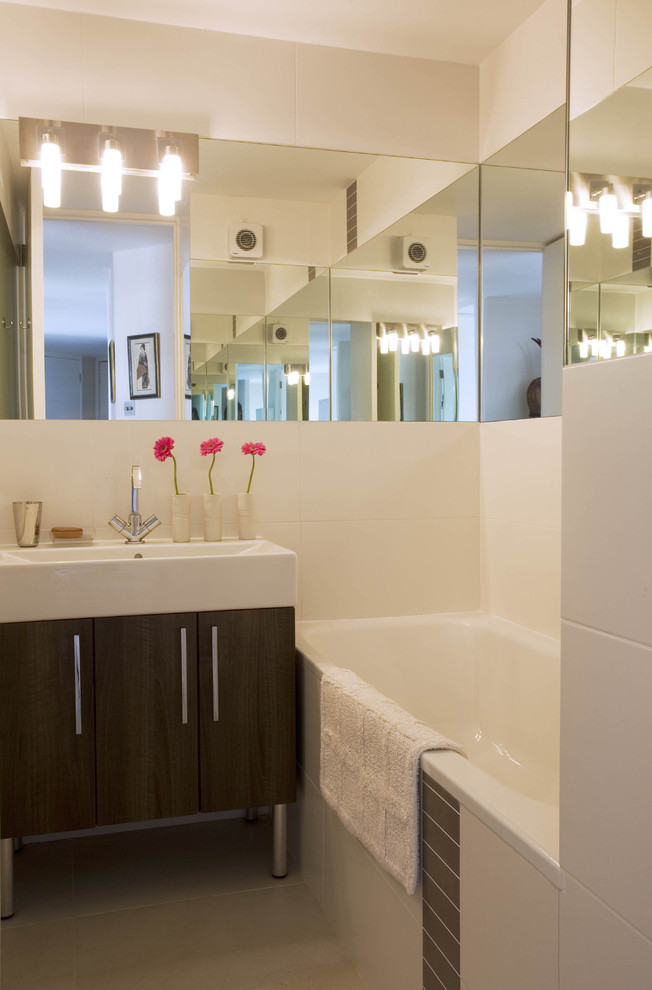 Vanities for Small Bathrooms Bathroom Contemporary with Accent Tile Bath Bathtub