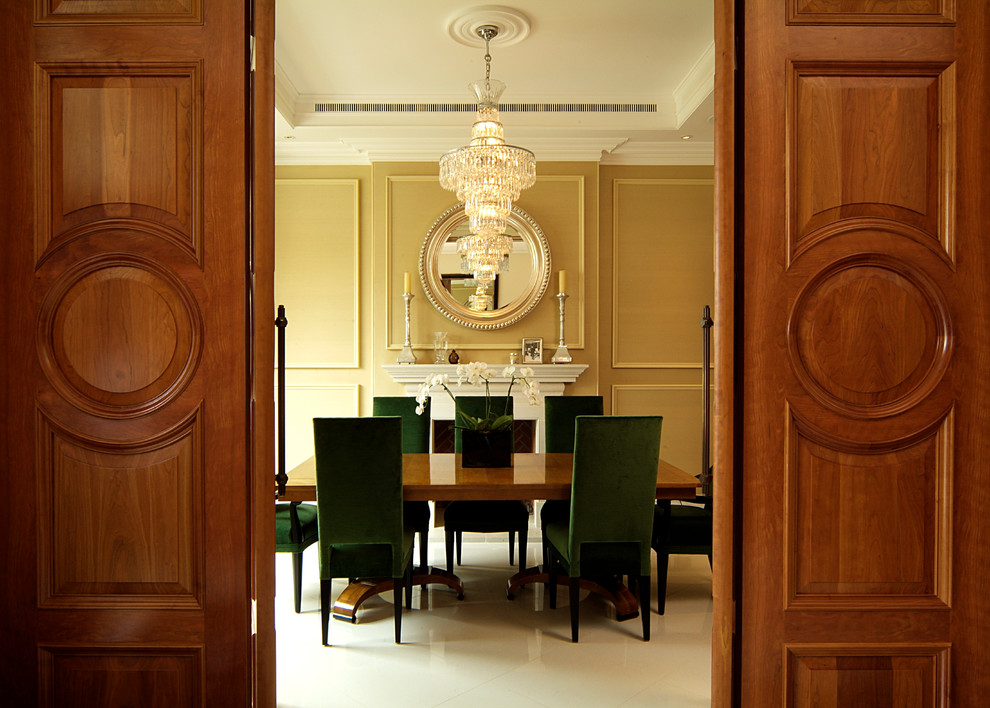 Velvet Dining Chairs Dining Room Traditional with Carved White Fireplace Mantel