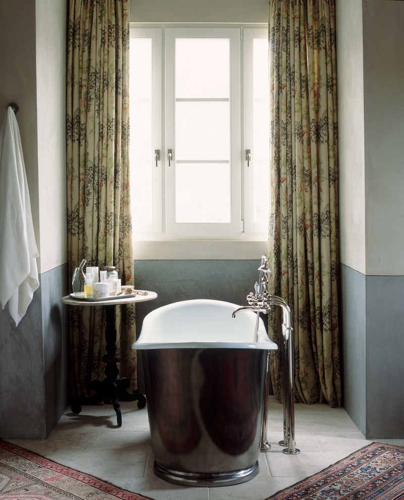 Venetian Plaster Colors Bathroom Traditional with Bath Black Tub Blue