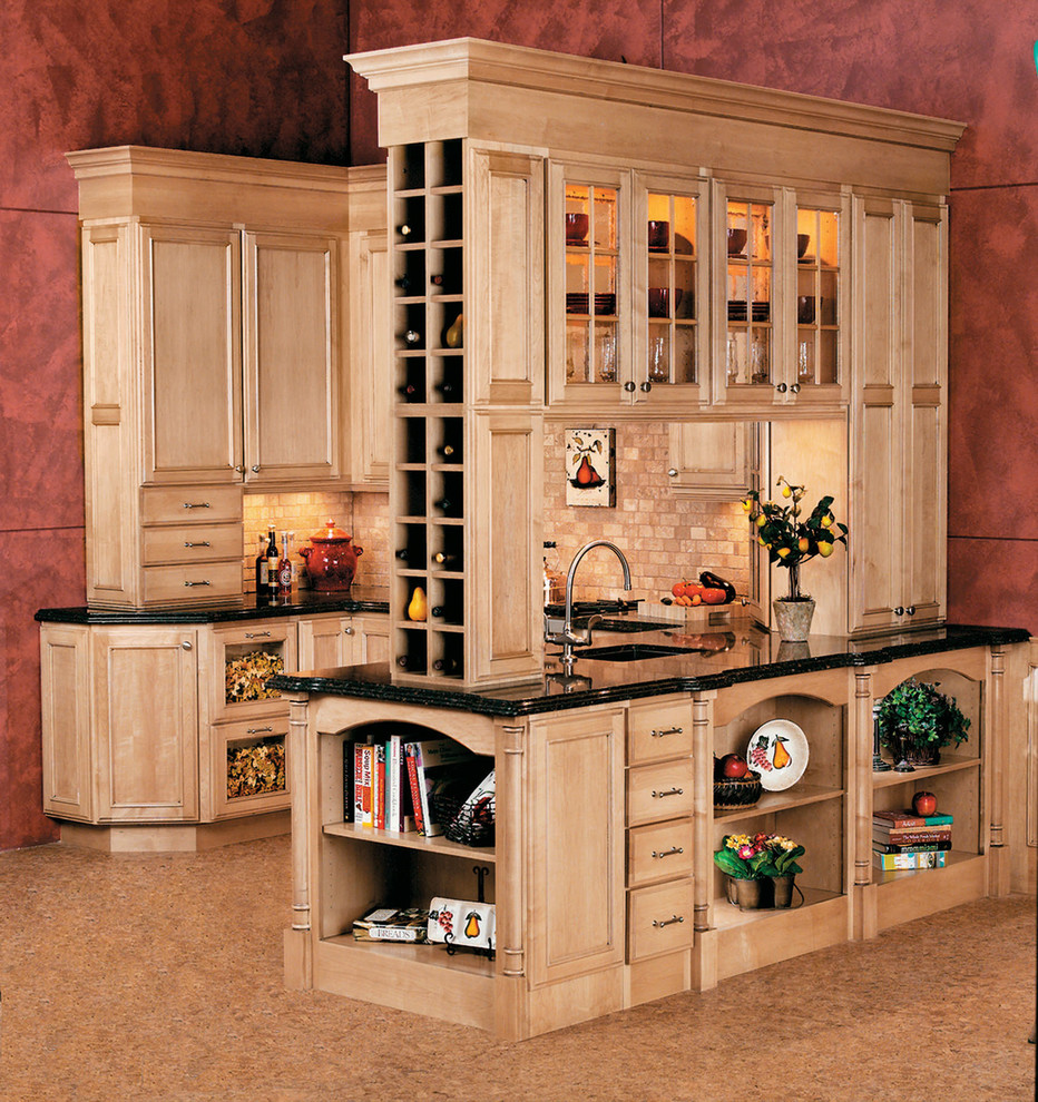 Vertical Wine Rack Kitchen Traditional with Black Countertops Bookshelves Brick