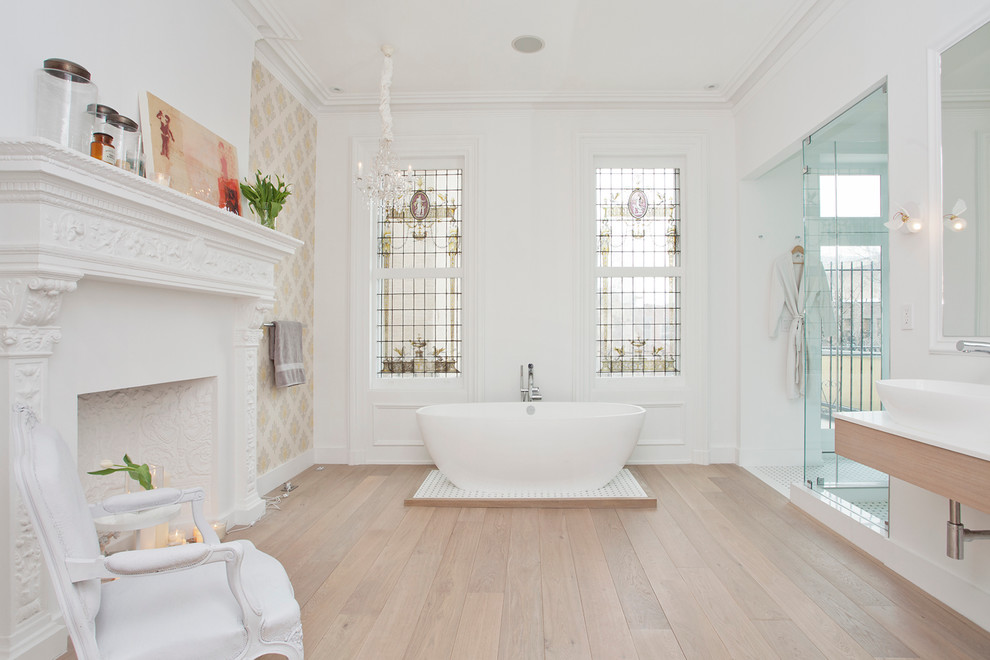 Victoria and Albert Tubs Bathroom Transitional with Baroque Minimalism Crown Molding1