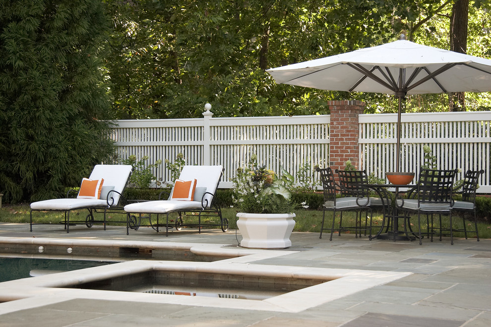 Vinyl Fence Styles Patio Traditional with Chaise Lounge Concrete Pool