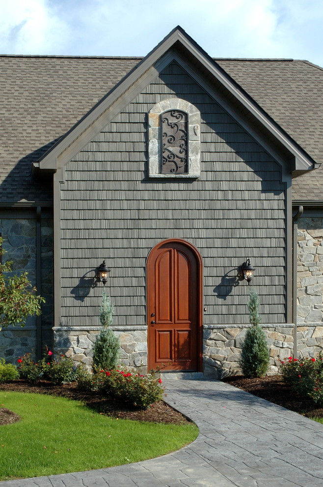 Vinyl Shake Siding Entry Eclectic with Entry Front Door Gray
