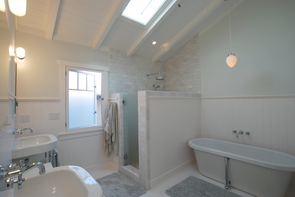 Walk in Shower Ideas No Door Bathroom Tropical with Casement Windows Double Sinks