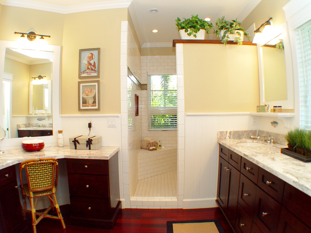 Walk in Shower Kits Bathroom Tropical with Cafe Chair Carerra Marble