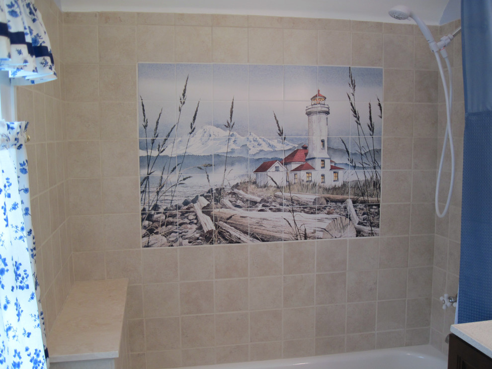 Walk in Shower Remodel Spaces Beach with Bathroom Art Beach Bathroom