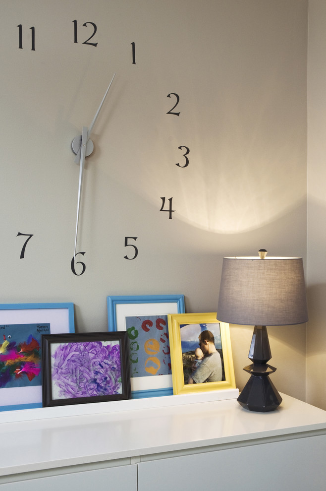 Wall Clocks Modern Bedroom Eclectic with Gallery Wall Neutral Colors
