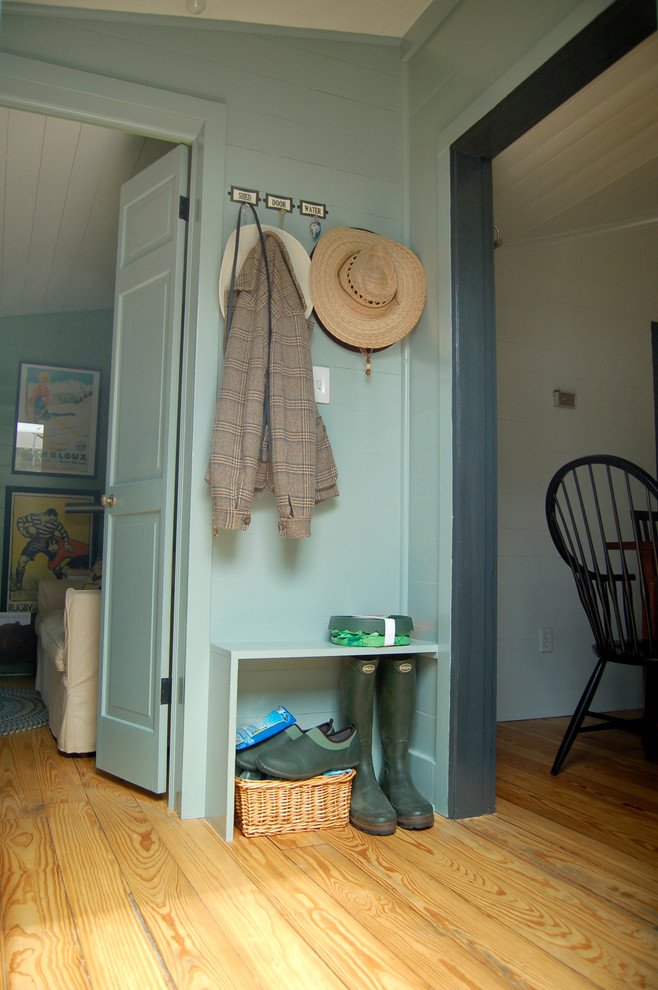 Wall Coat Rack Entry Farmhouse with Baseboards Blue Walls Coat