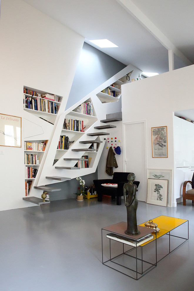 Wall Coat Rack Staircase Contemporary with Architecture Dintrieur Bibliothque Multifonctions