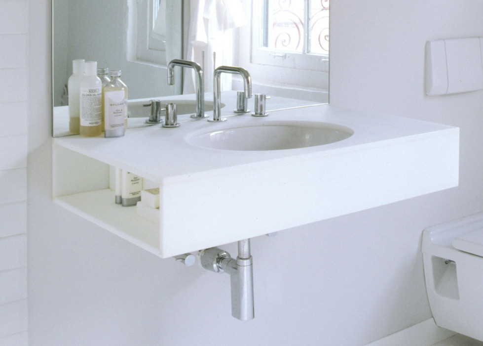 Wall Hung Vanity Bathroom Modern with Basement Bath White Sliding