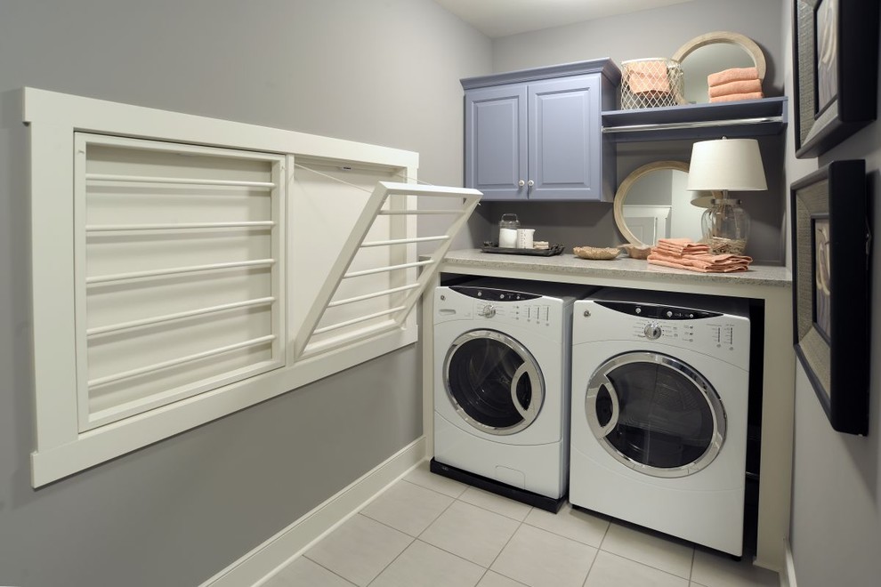 Wall Mounted Clothing Rack Laundry Room Traditional with Baseboards Drying Rack Front Loading