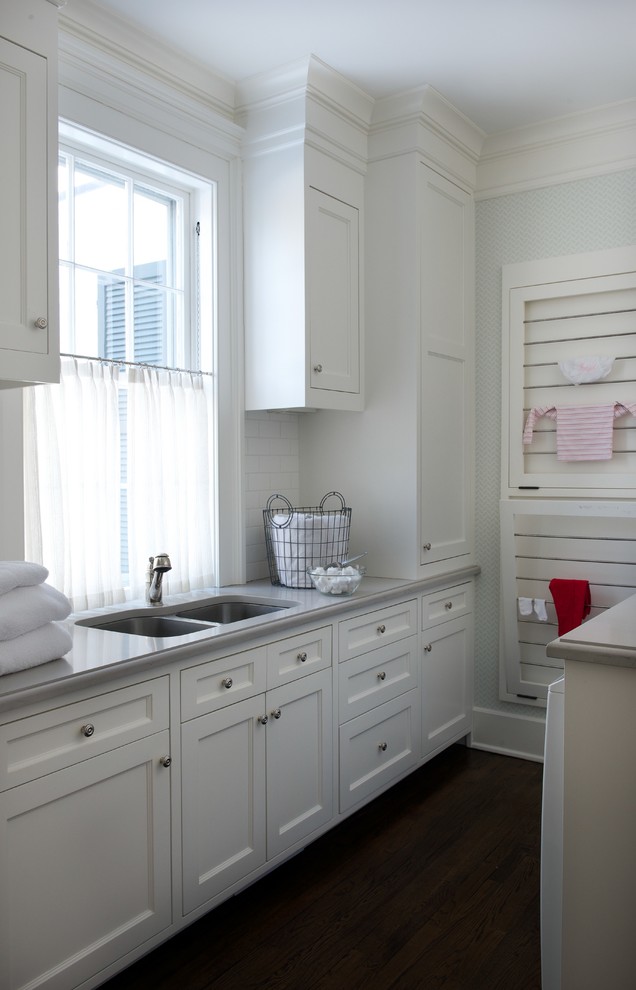 Wall Mounted Clothing Rack Laundry Room Traditional with Built in Drying Rack Dark