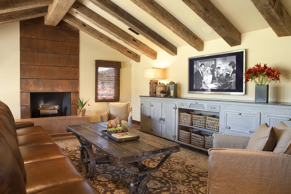 Wall Mounted Media Console Family Room Traditional with Beige Ceiling Beige Patterned