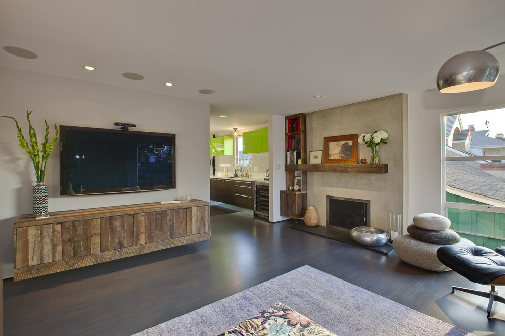 Wall Mounted Media Console Living Room Modern with Area Rug Ceiling Lighting
