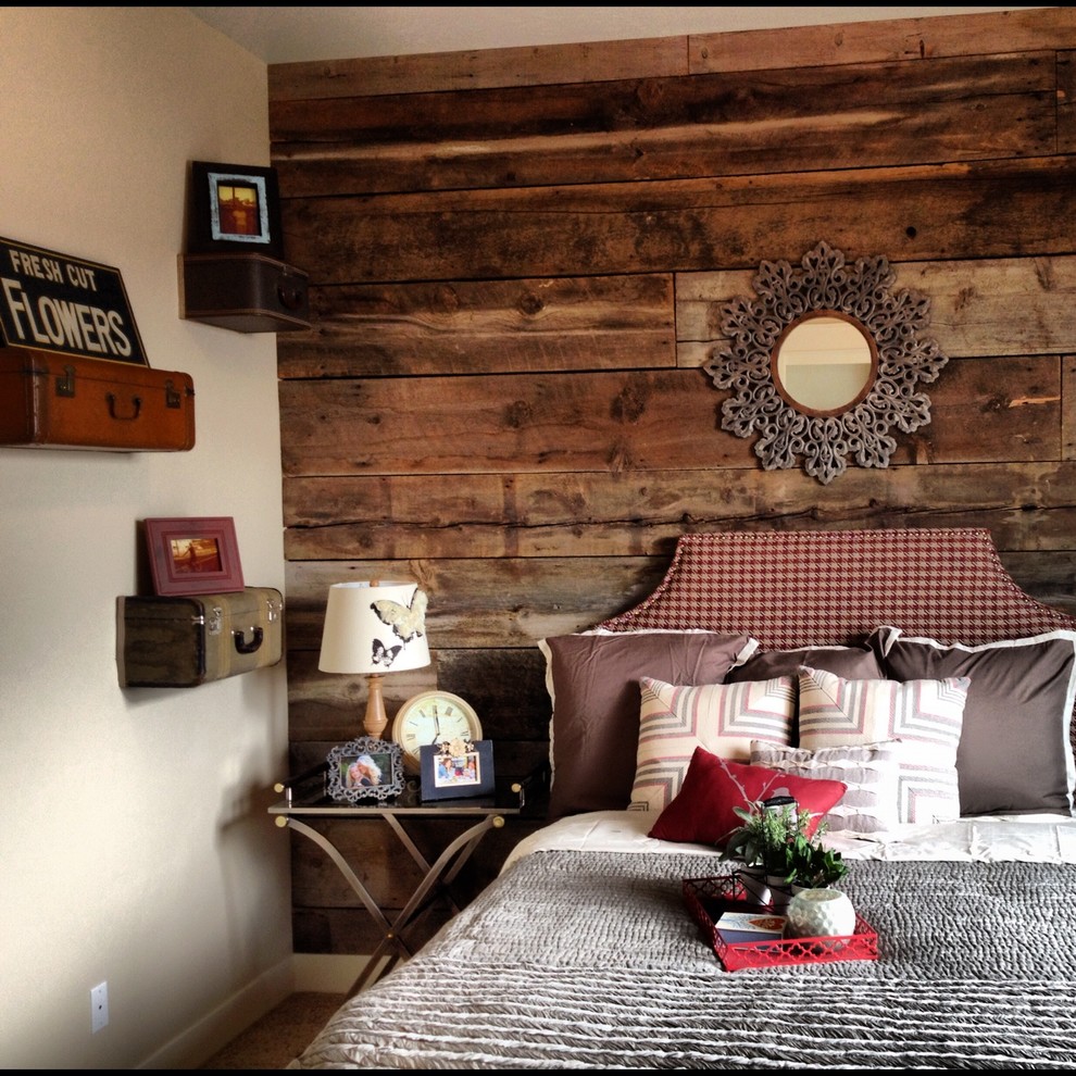 Wall Mounted Nightstands Bedroom Traditional with Barnwood Wall Farmhouse Headboard