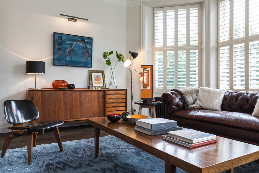 Wall Mounted Sideboard Living Room Contemporary with Artwork Blue Ikat Area