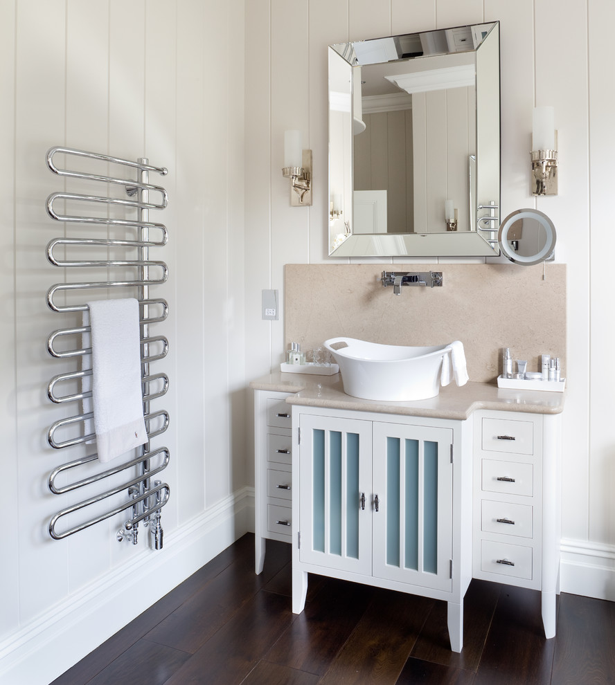 Wall Mounted Towel Rack Bathroom Transitional with Bathroom Mirror Beige Perimeter